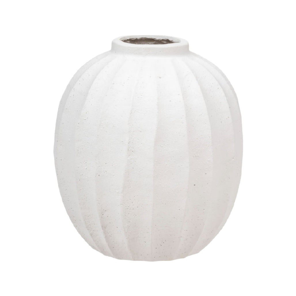 White Textured Round Planter Pot - Stylish Indoor/Outdoor Decor